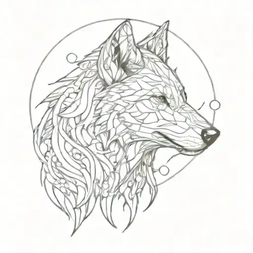 Mythical Moon Wolf Head