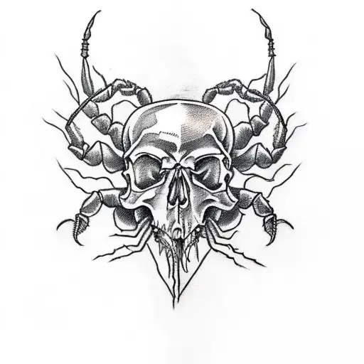Design A Tattoo Of A Scorpion With Details Of Skull On His Arms And Tail