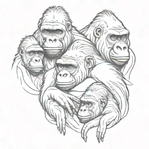 Peaceful Gorilla Family
