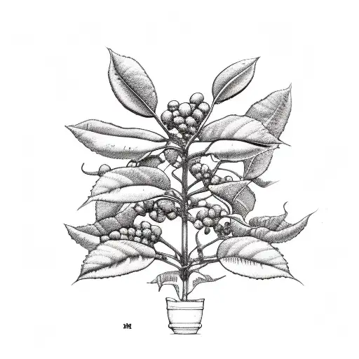 A Detailed Sketch Of A Coffee Plant Growing Around A Nurse's Medical Tools