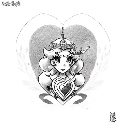 Princess Peach Gangsta With A Bong In Heart Shaped Border