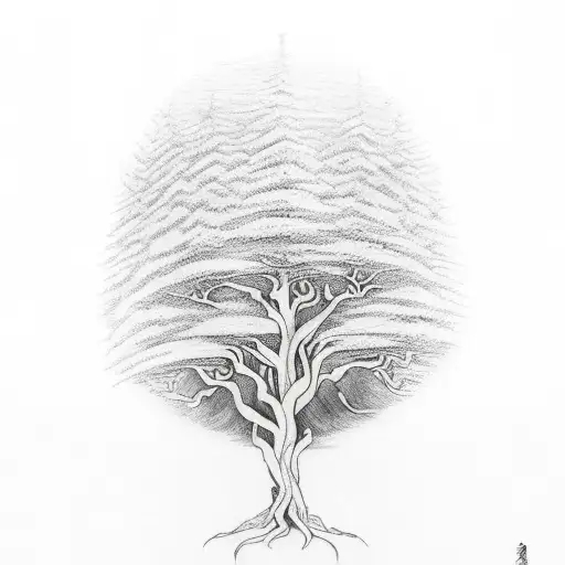 Full Back Tattoo Of A Tree With A Big Text Which Says Remember The End