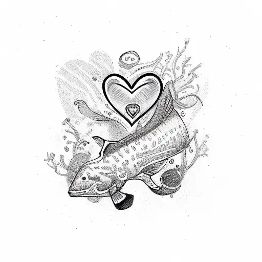 Ekg Line With A Heart And A Scuba Diver