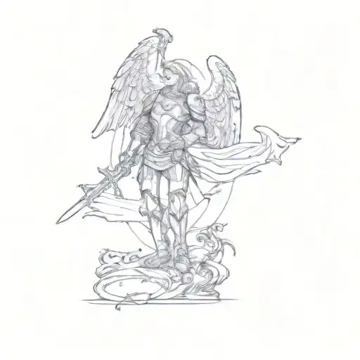 An Angel With A Sword And Shield