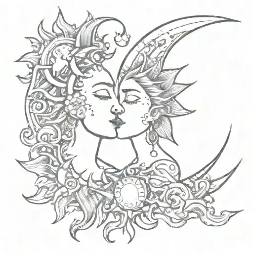 A Sun And Moon Kissing Each Other