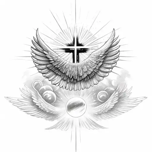 Wings With Cross And Sun