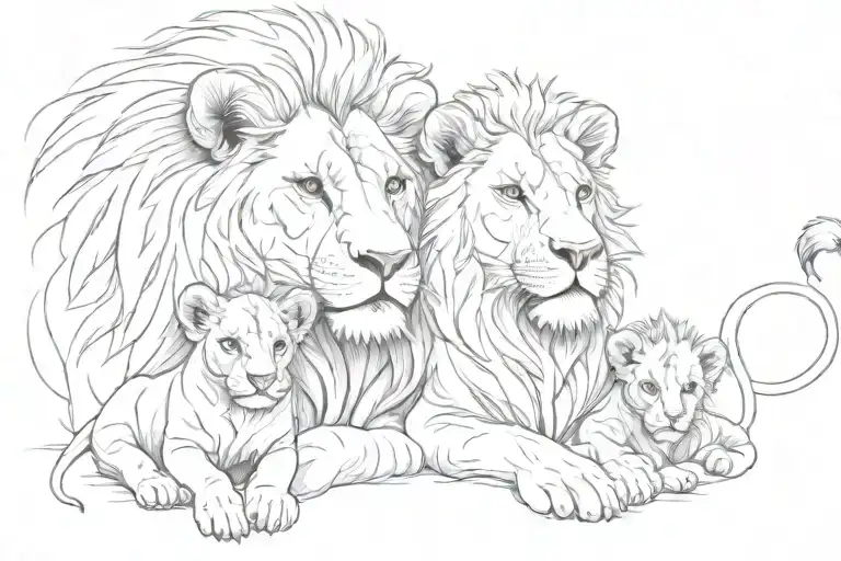 Lion Family Lions With Lion Cub