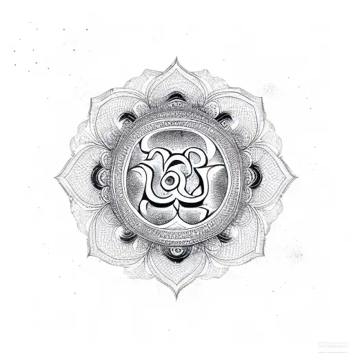 Om Symbol With Flower Pattern Around It