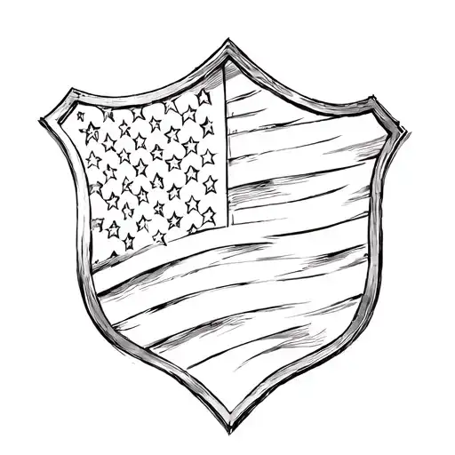 Usa Flag Drapped Over Shield