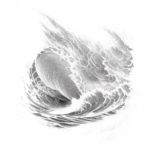 A Sketch-style Tattoo Of A Heartbeat Line Turning Into Crashing Waves