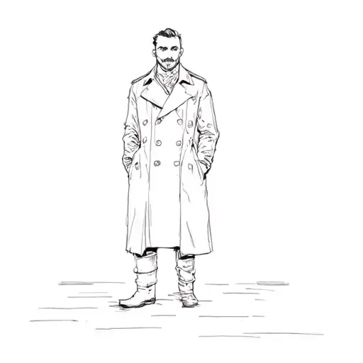 A Man In A Trench Coat Standing In A Dark Hallway