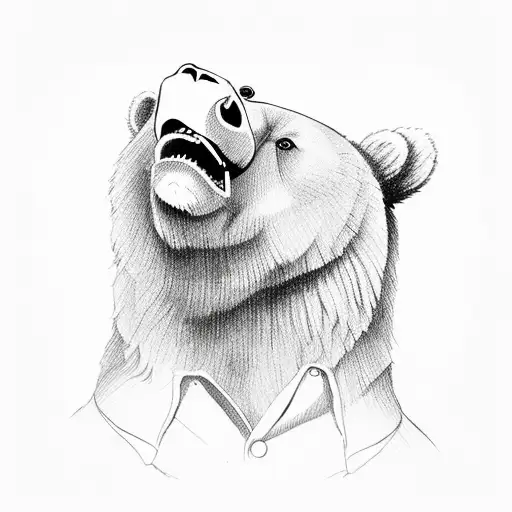 Bear Roaring With Asian Style Elements And Old English Wallpaper Like Elements