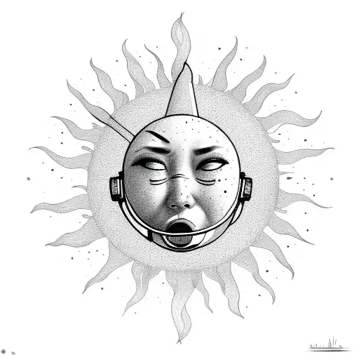 Sun With Headphones On And Tears Down Her Face