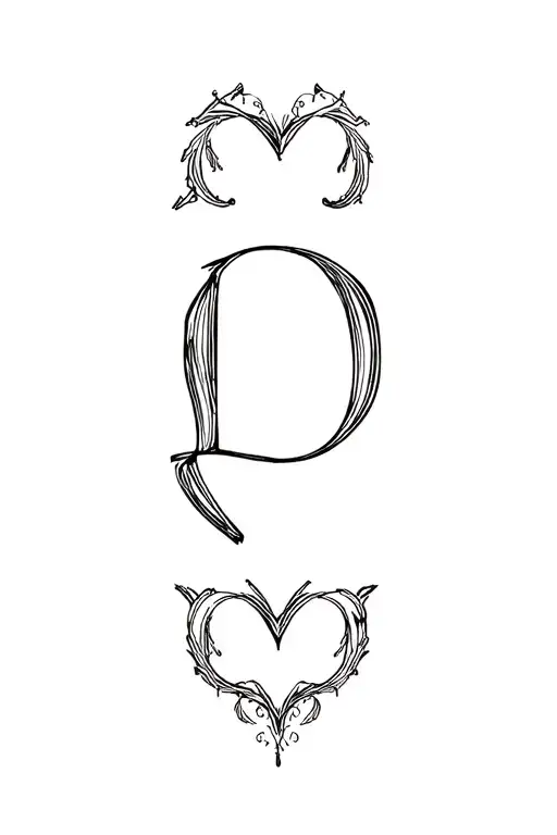 Letter D With Heart Shape