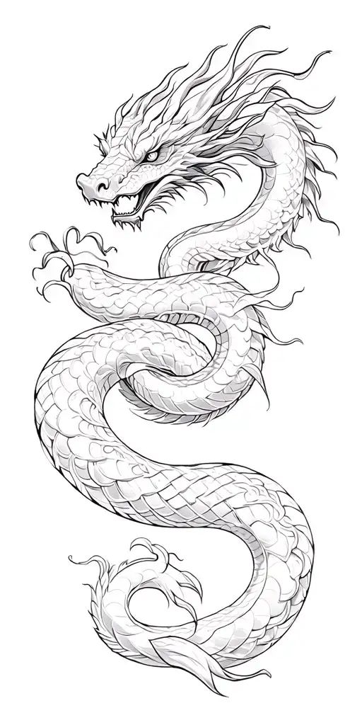 Chinese Dragon And Snake Wrapped Together