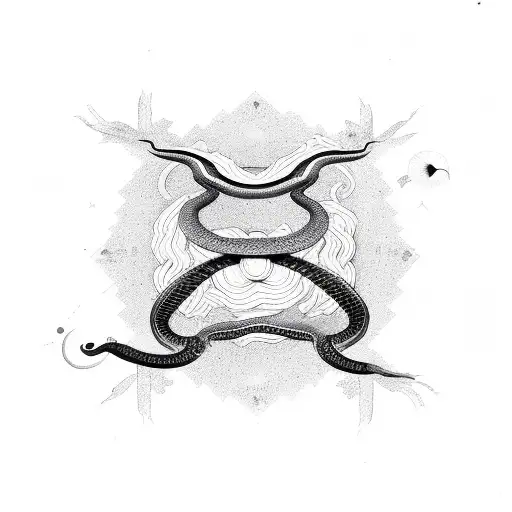 Snake And Ying Yang Circle And Paradix Triangle