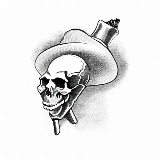 Skull Smoking A Cuban Cigar Wearing A Sombrero