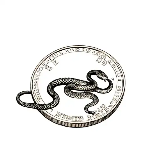 A Simple Sketch Of A Coin With A Rattle Snake On It