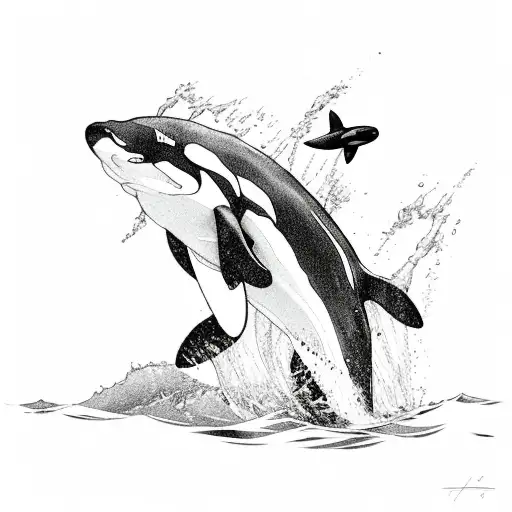 Orca Jumping Out Of The Water To Catch An Angle
