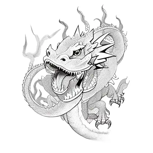 A Dragon Intertwined With Peonies And Gym Equipment