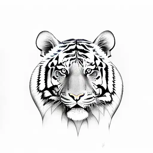 Tiger Body With Lilys In Stripes