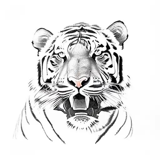 Whole Tiger With Lilys In Stripes