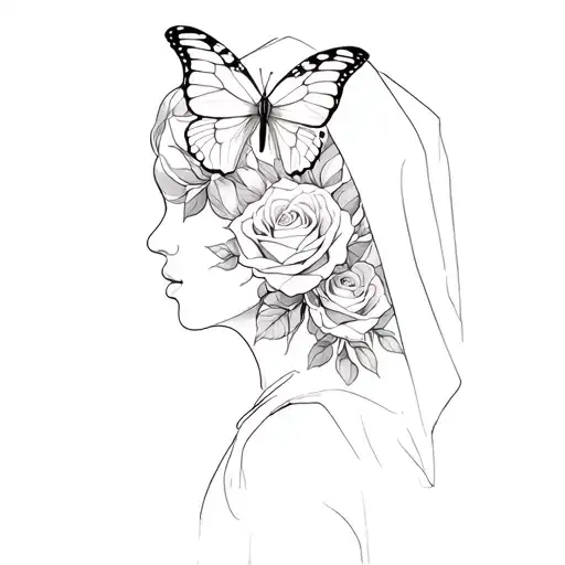 Tattoo Of Roses And A Butterfly Hood