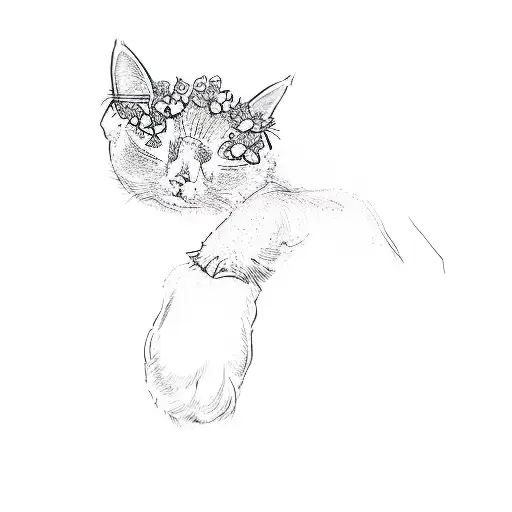 A Cat With Flowers On Its Head