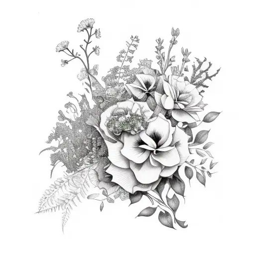 Sleeve With Many Different Flowers And Greenery