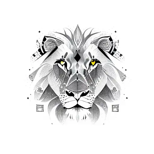 A Majestic Lion Adorned With Traditional Bosnian Patterns