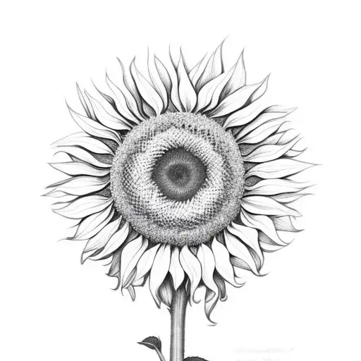 Sunflower With The Stem Being A Cancer Ribbon