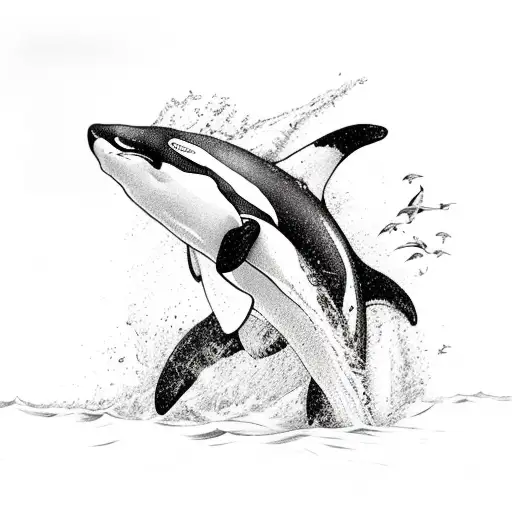 Orca Jumping Out Of The Water To Catch An Angle