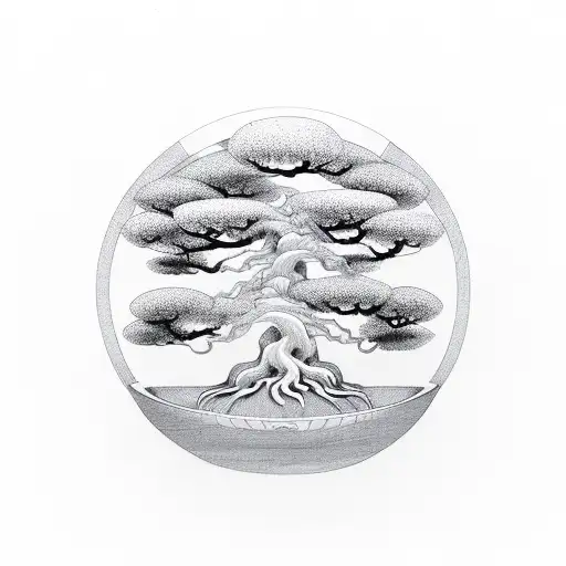 Yin And Yang With Bonsai Tree