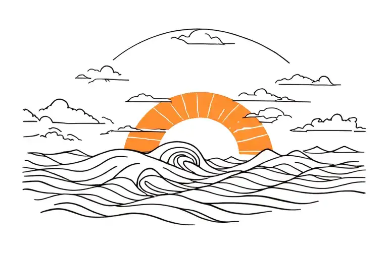 Sunset With Waves And Lifeline