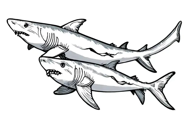 Two Sharks In Neda Symbol Incorporated