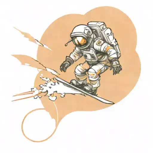 Astronaut Snowboarding Through Space