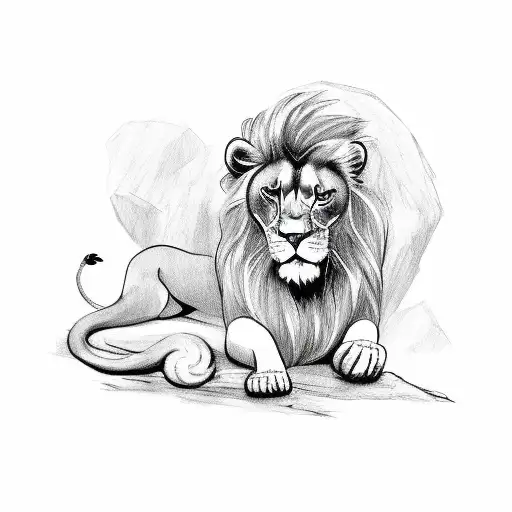 Girl On Lion Holding A Miror