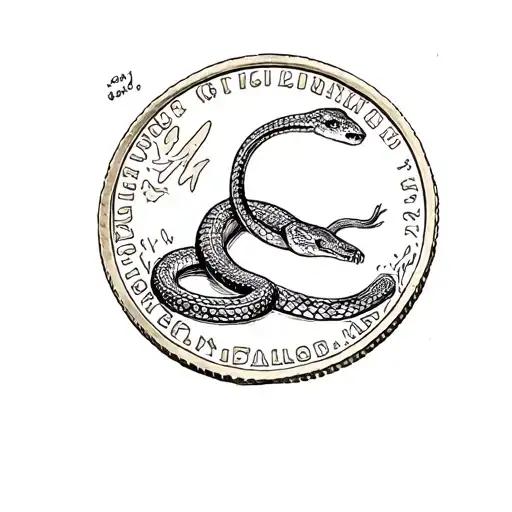 A Simple Sketch Of A Coin With A Rattle Snake On It