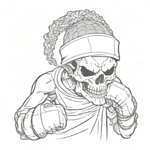 A Hip-hop Dancer With A Skull Head And Boxing Gloves For Hands