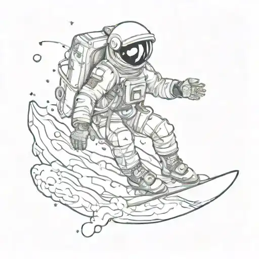 Astronaut Snowboarding Through Space