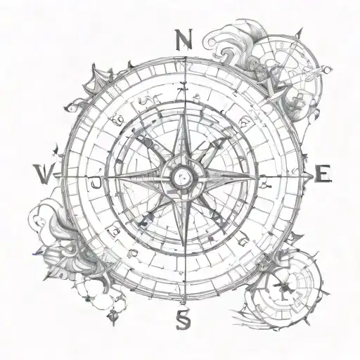 A Compass With Each Cardinal Direction Represented By A Different Astrological Sign