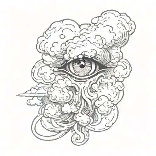 Red Eyes Peeking Out From Behind A Cloud Of Smoke