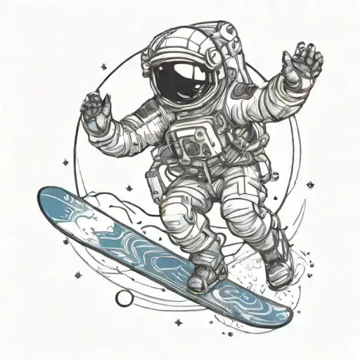 Astronaut Snowboarding Through Space