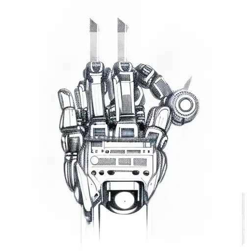 Robotic Hand In The Style Of Cyberpunk