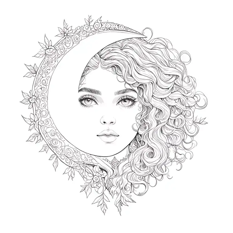 Gypsy Brunette Florest Curly Hair Night Moon