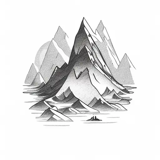 Mountain With Water With Air Plane