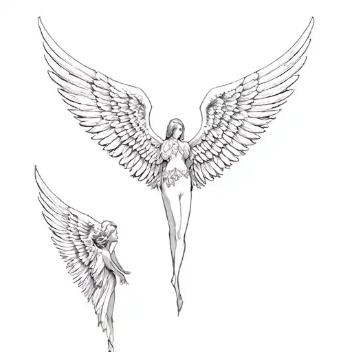 3 Sets Of Angel Wings Spread Wide On Back