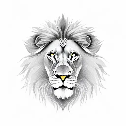 Girl Holding A Miror Sitting In A Lion