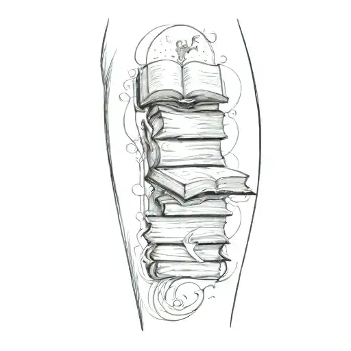 A Tattoo Of A Book On A Person's Thigh