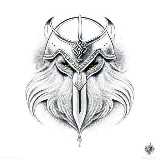 Viking With Eagle And Mystic Symbola